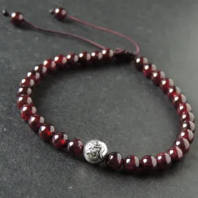 OM Red Garnet Bracelet Braided with Sterling Silver Bead for Men & Women Handmade Protection Positivity Jewelry for Base Chakra