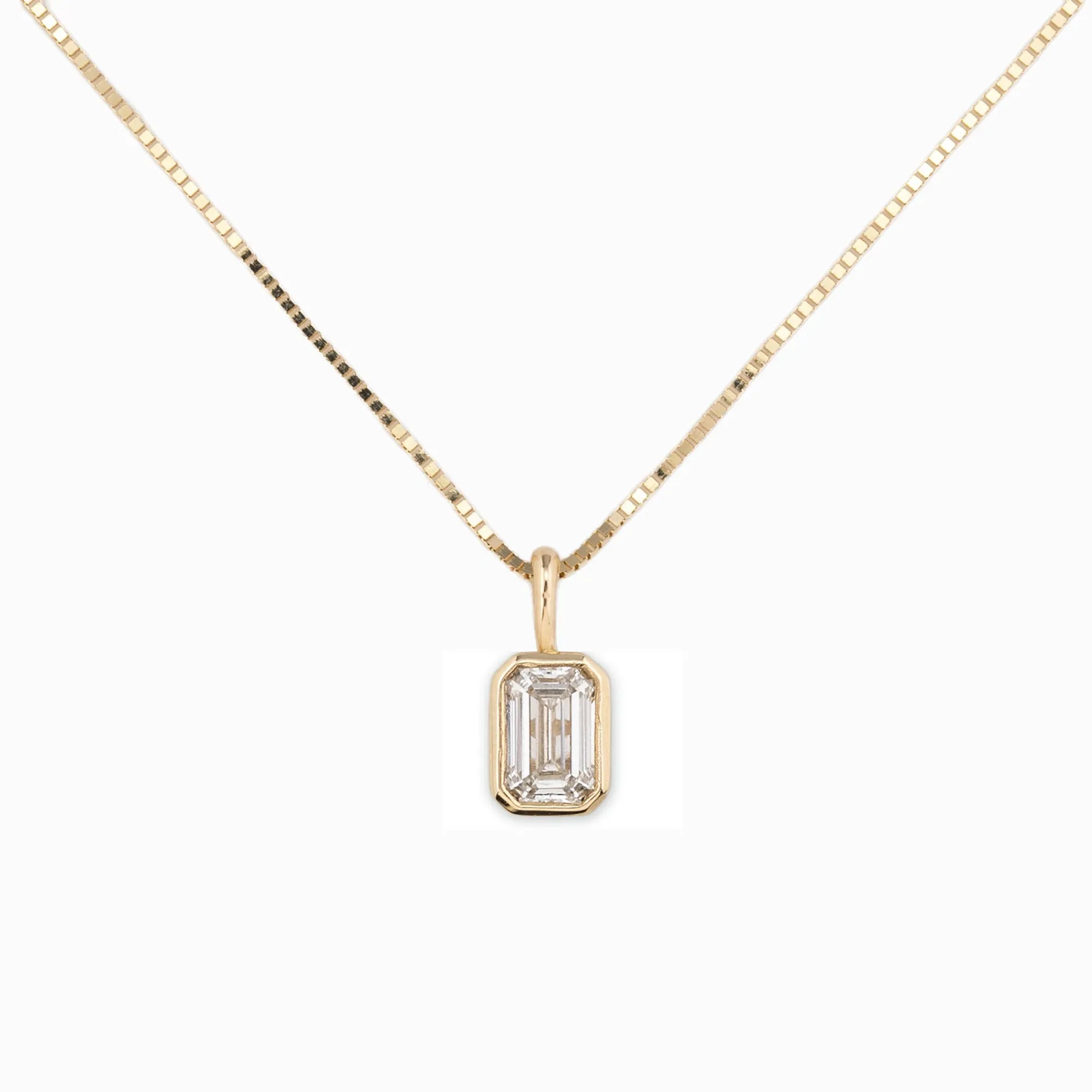 Patia Necklace Emerald Cut Diamond, 14K Yellow Gold (One of a kind)