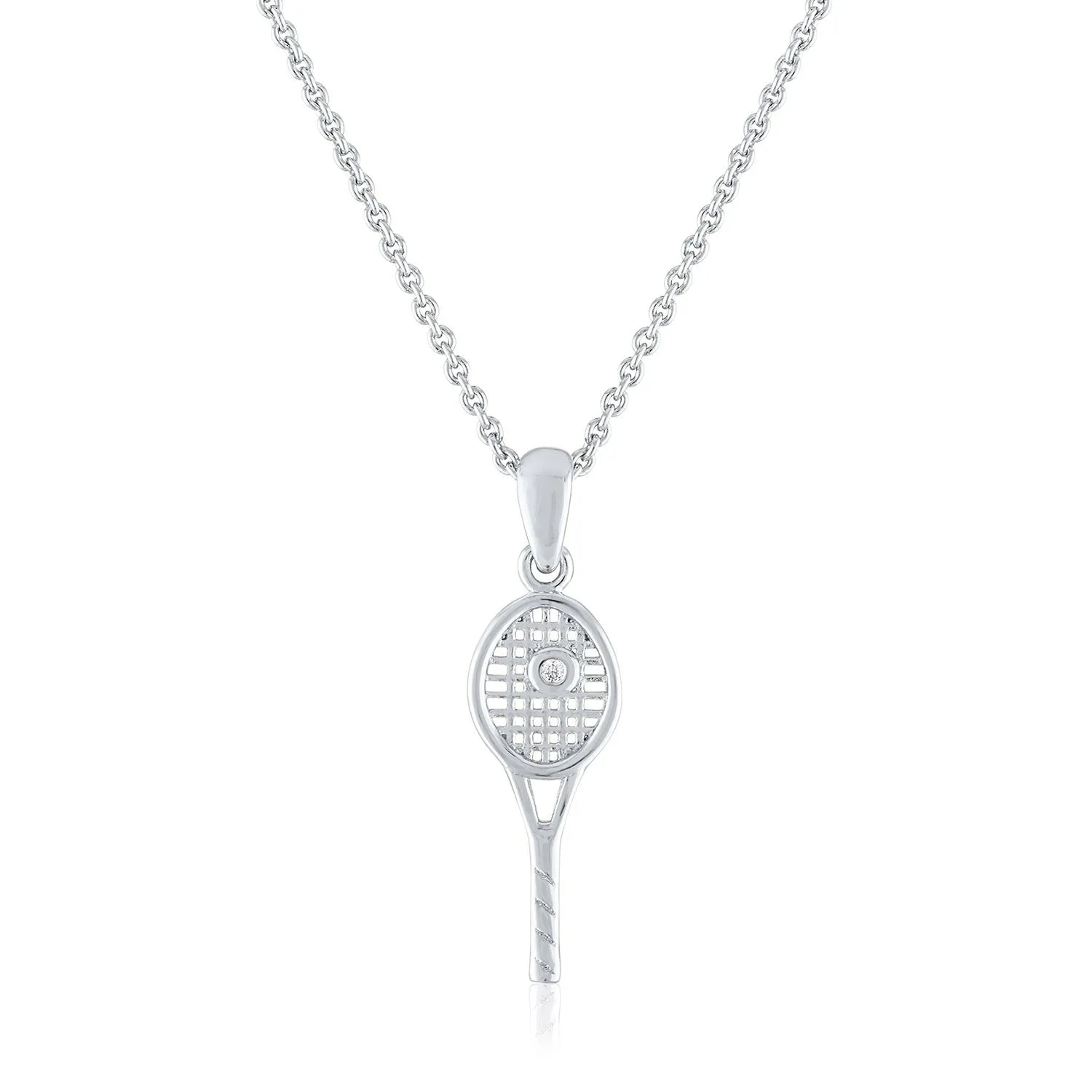 Petite Racquet with bezel CZ pendant