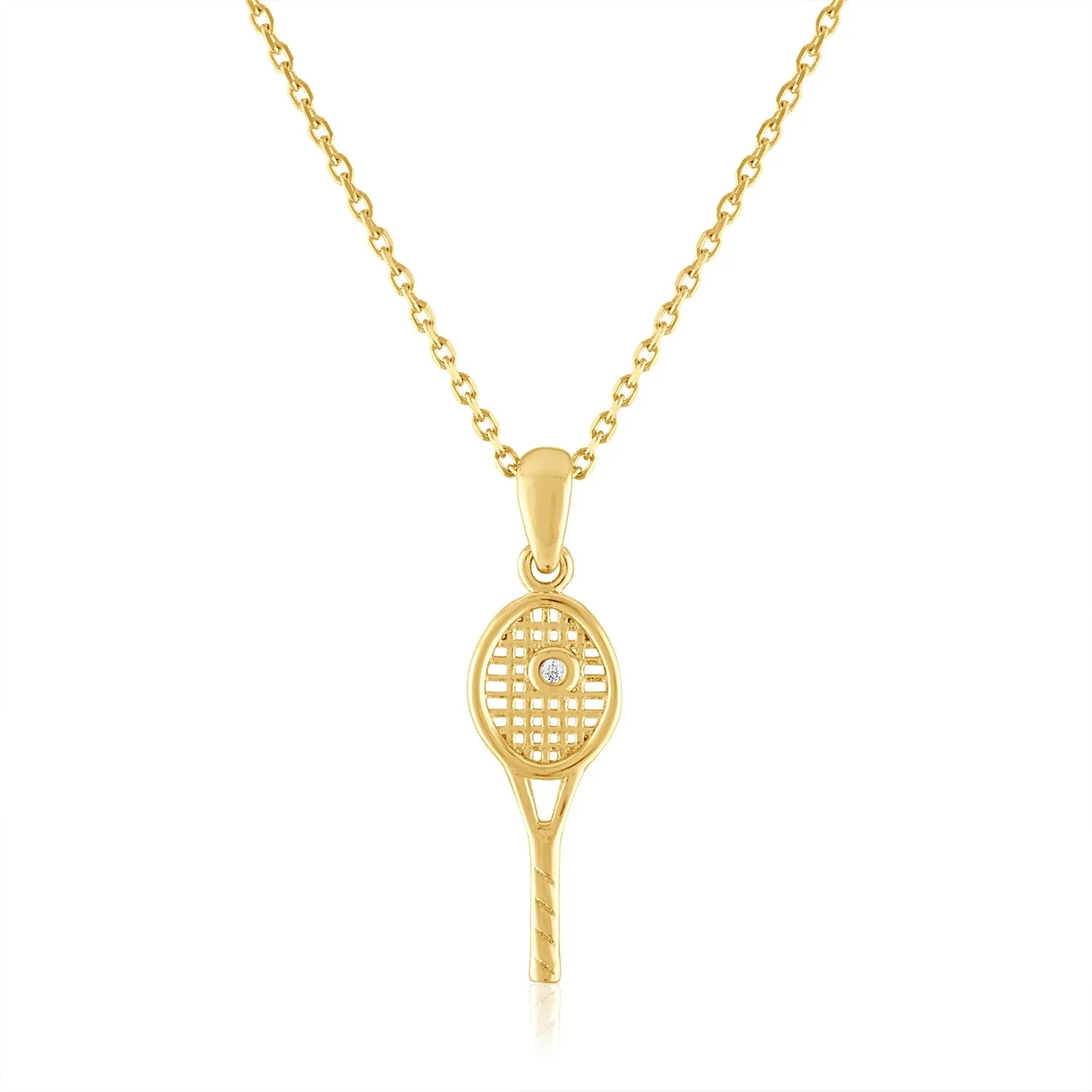 Petite Racquet with bezel CZ pendant