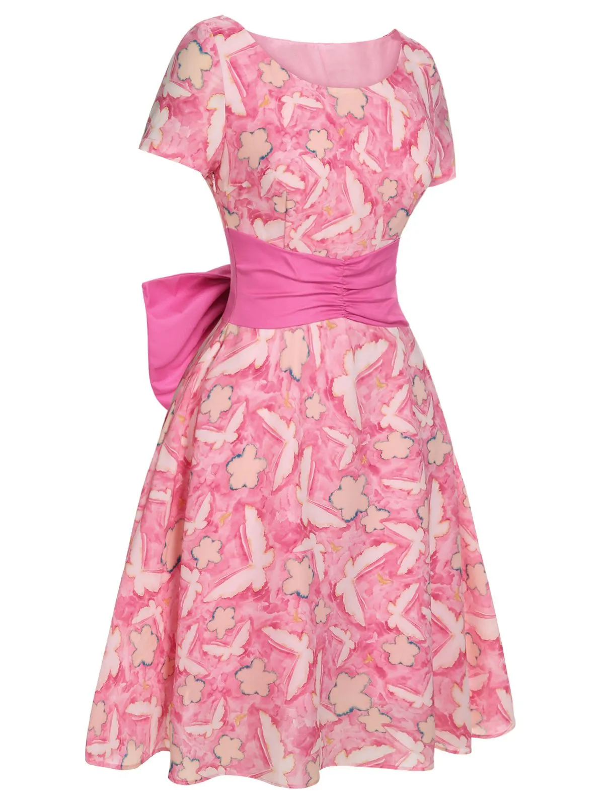 [Pre-Sale] Pink 1950s Butterfly Silhouette Bow Dress