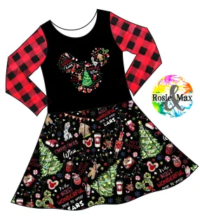 PREORDER -Christmas Wish - Mouse Head  -Isla Dress-w/PANEL