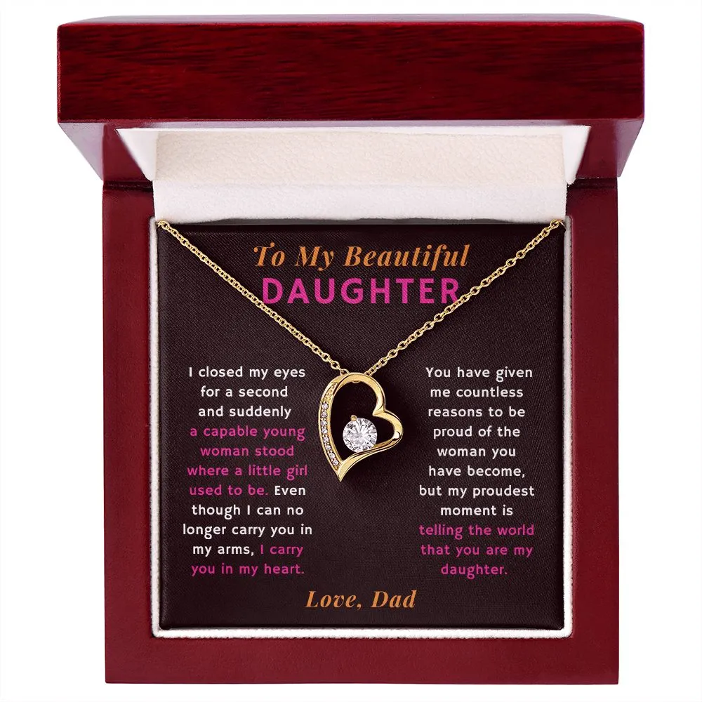 Proudest Moment is Telling the World That You are My Daughter Gift From Dad Heart Necklace