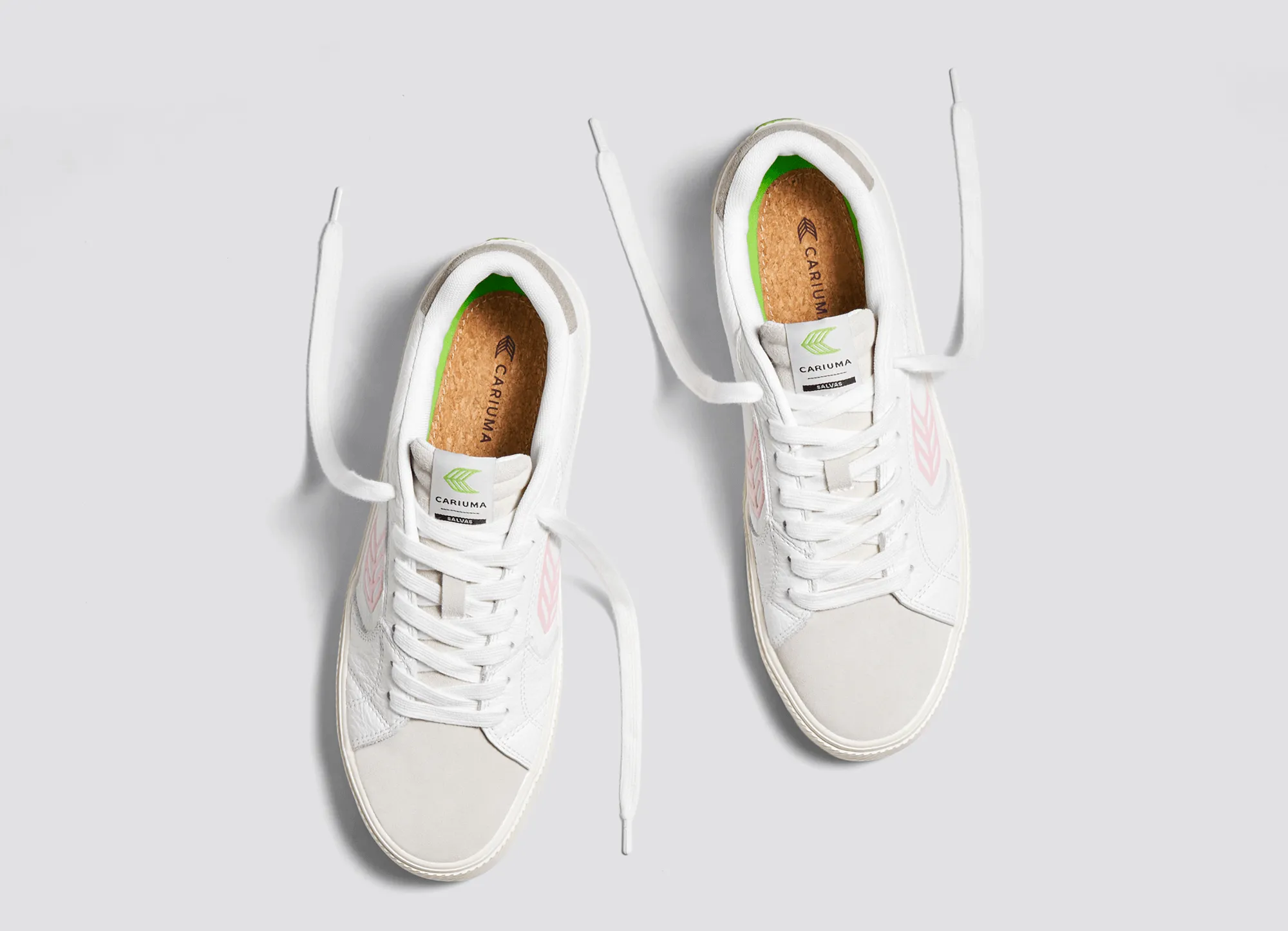 SALVAS White Premium Leather Vintage White Suede Rose Logo Sneaker Men