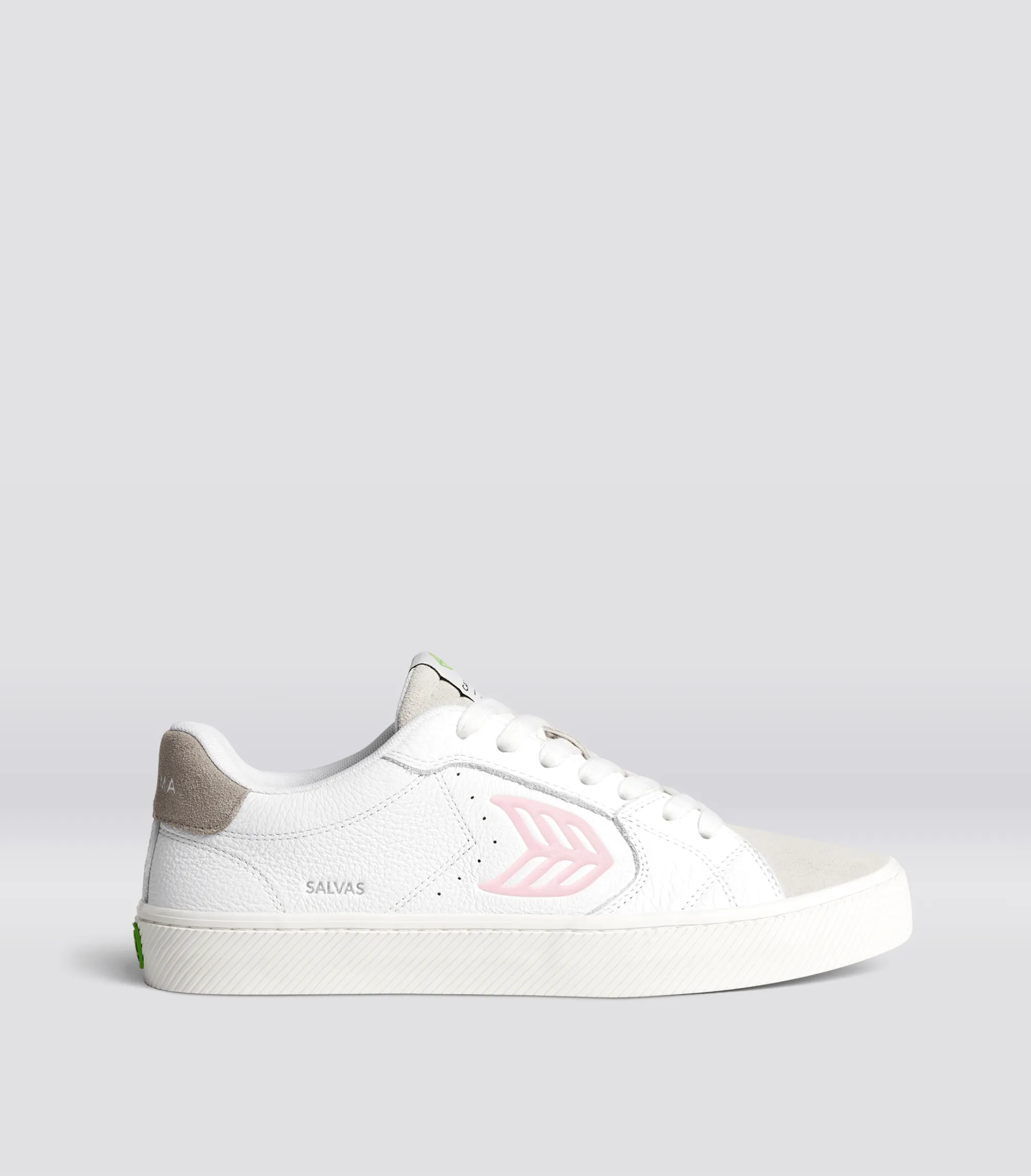 SALVAS White Premium Leather Vintage White Suede Rose Logo Sneaker Men