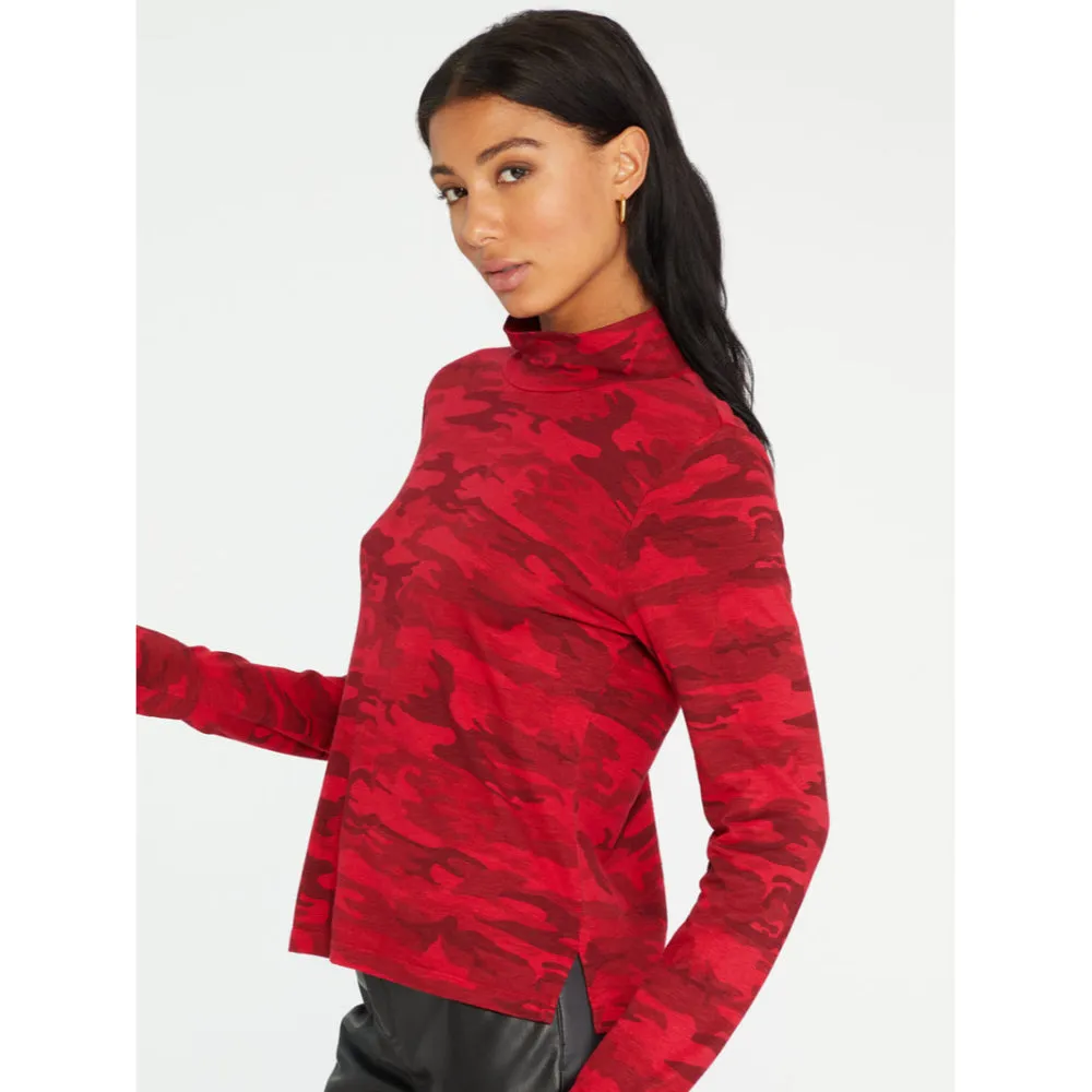 Sanctuary Women's Perfect Mock Neck Tee - HEATHER RED CAMO