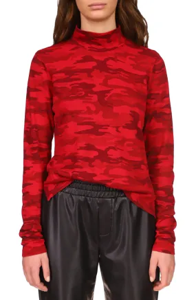 Sanctuary Women's Perfect Mock Neck Tee - HEATHER RED CAMO