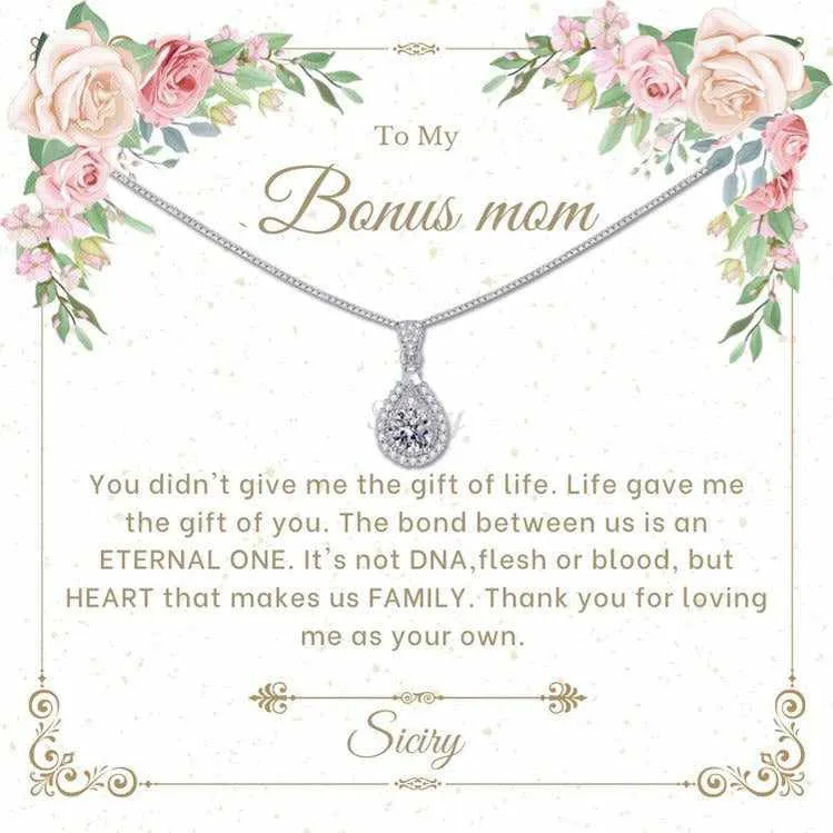 Siciry To Bonus Mom-Love Heart Necklace