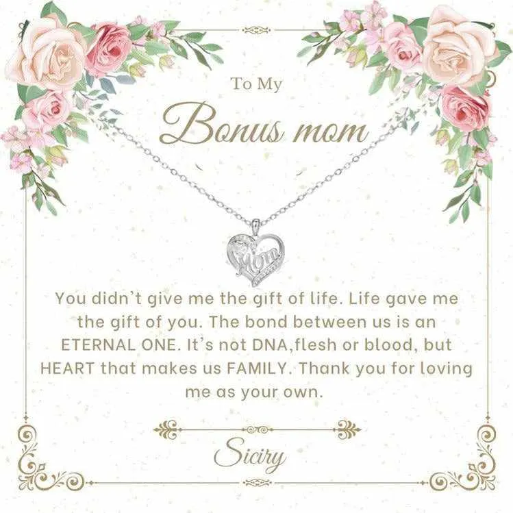 Siciry To Bonus Mom-Love Heart Necklace