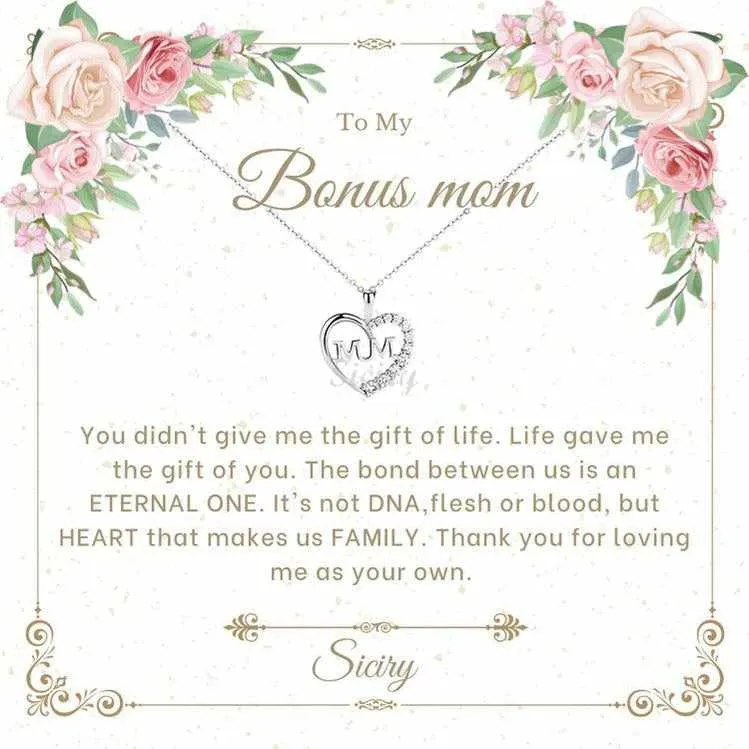 Siciry To Bonus Mom-Love Heart Necklace