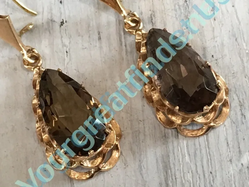 Smoky Citrine Earrings 14k Gold