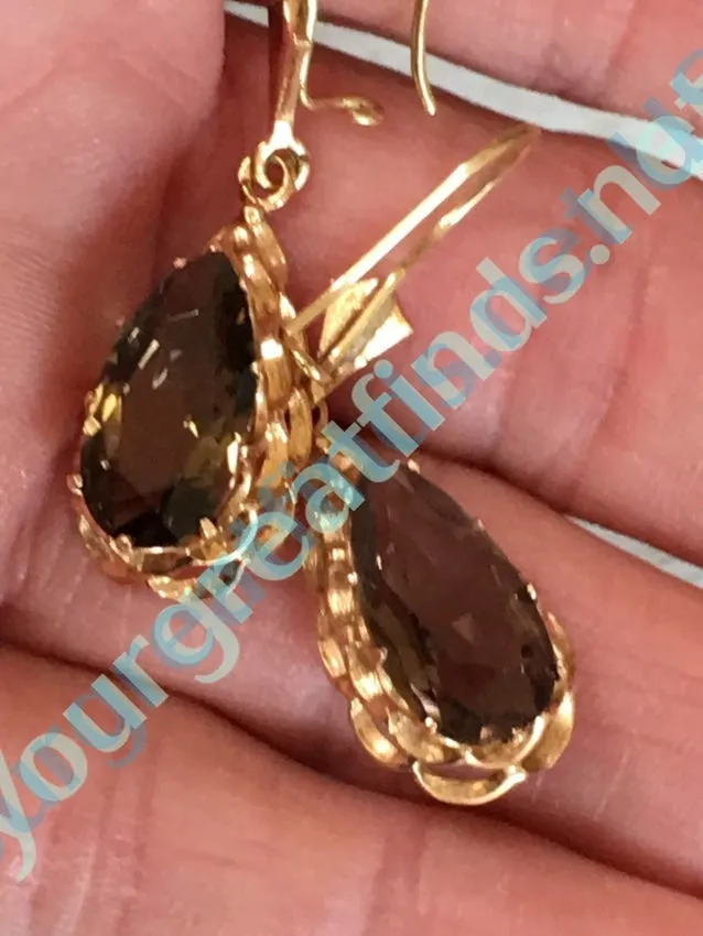 Smoky Citrine Earrings 14k Gold