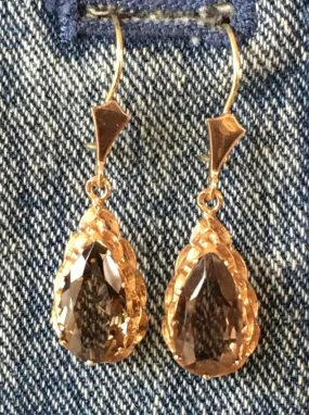 Smoky Citrine Earrings 14k Gold