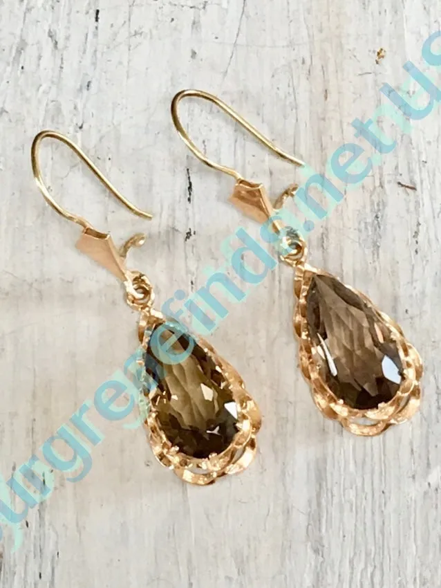 Smoky Citrine Earrings 14k Gold