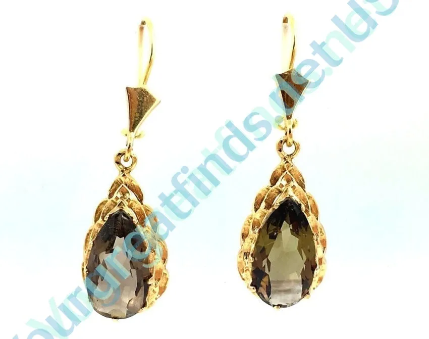 Smoky Citrine Earrings 14k Gold