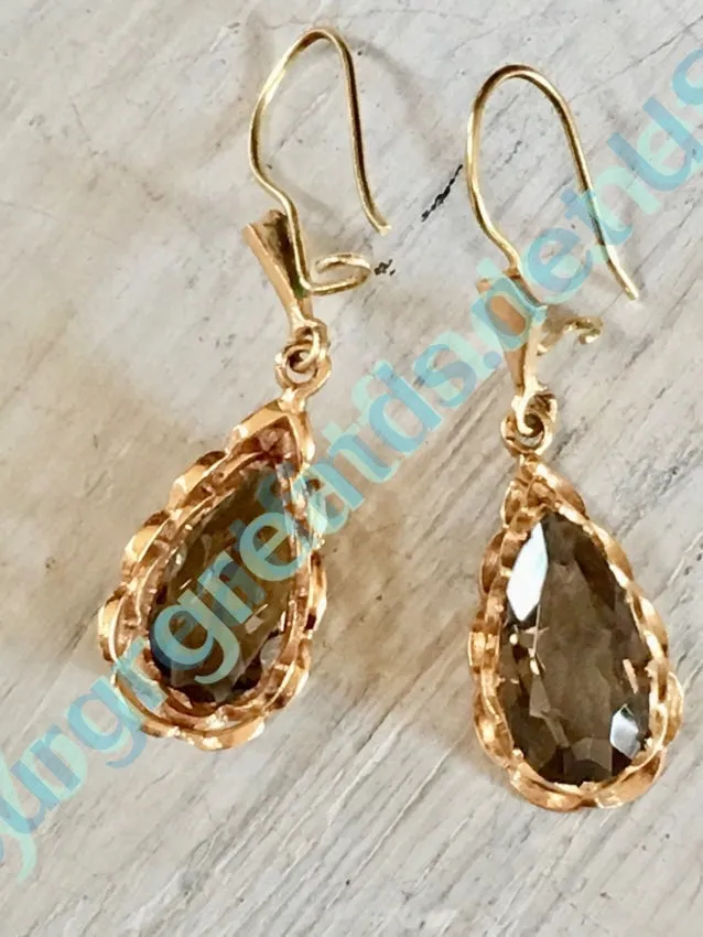 Smoky Citrine Earrings 14k Gold