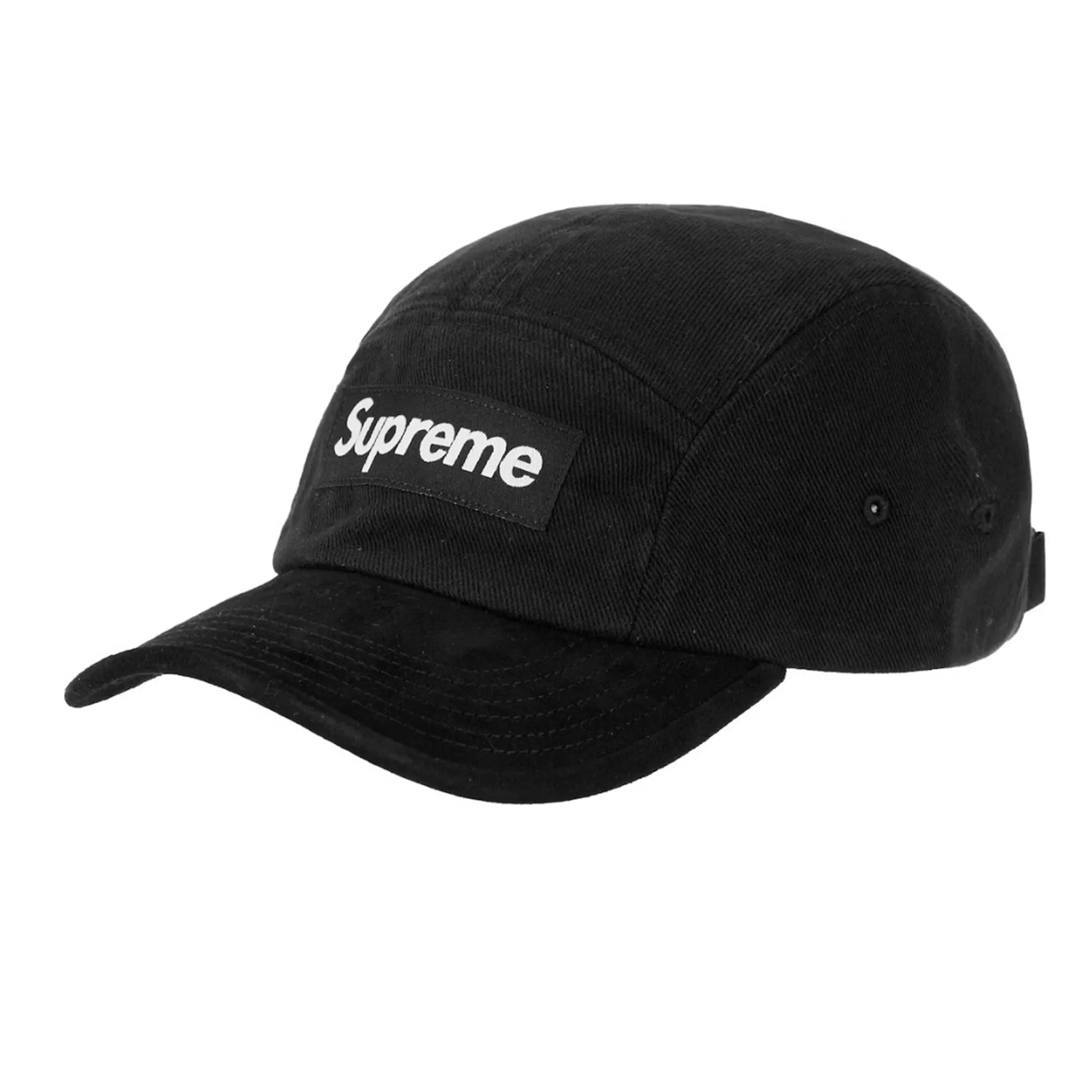 SUPREME SUEDE BRIM CAMP CAP BLACK SS23