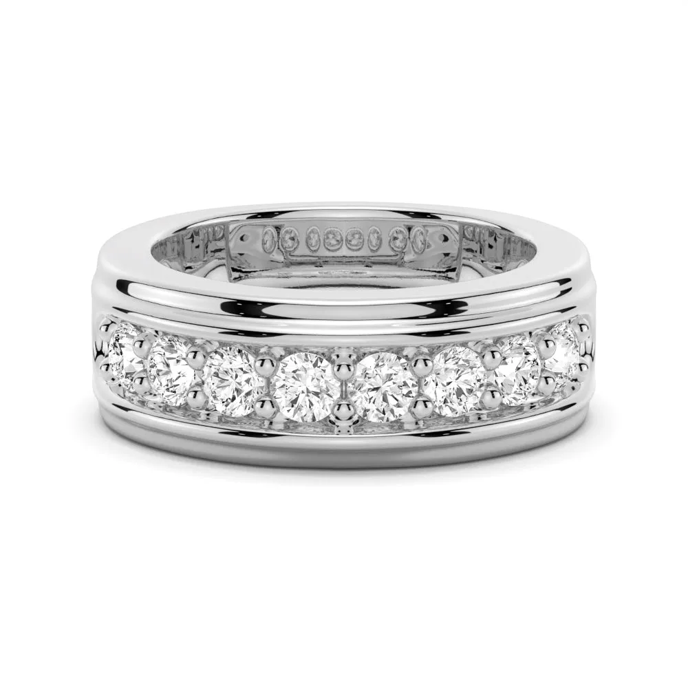 Tapered Baguette Three Stone Bridal Set with Men's Wedding Band