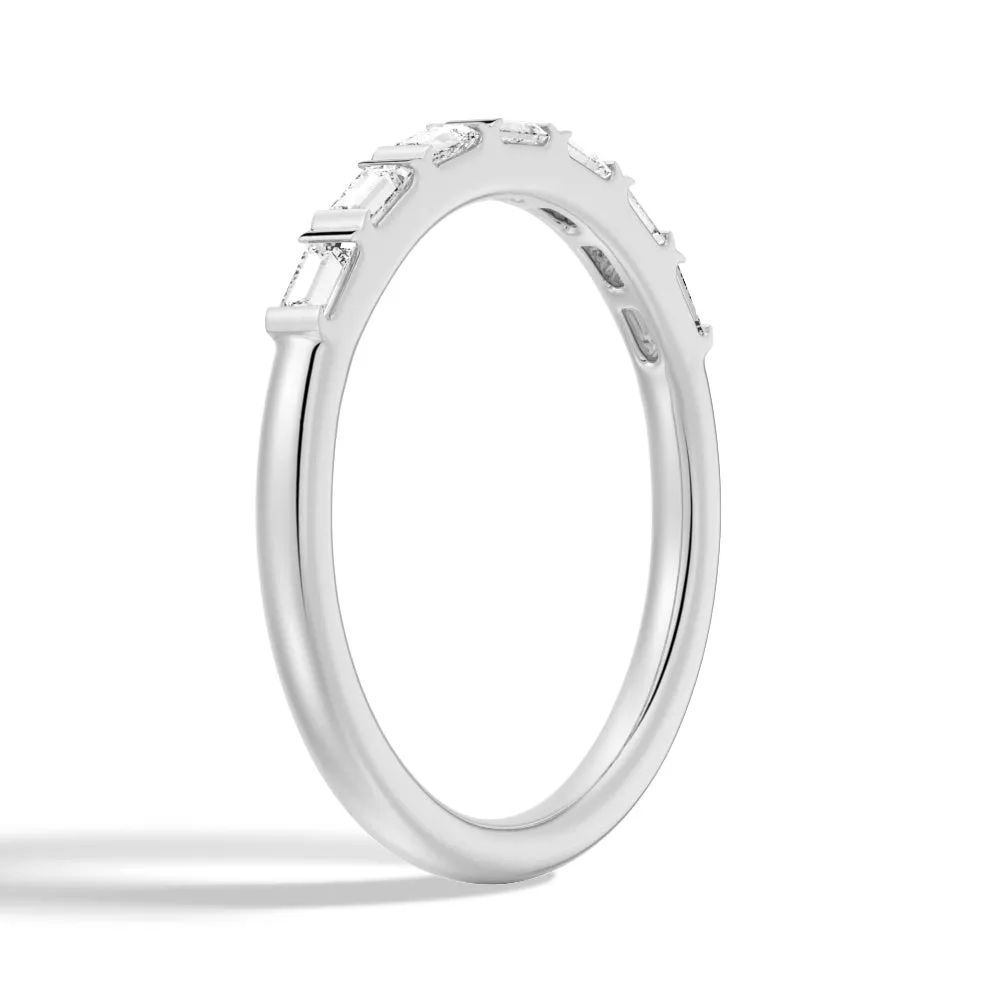 Tapered Baguette Three Stone Bridal Set with Men's Wedding Band