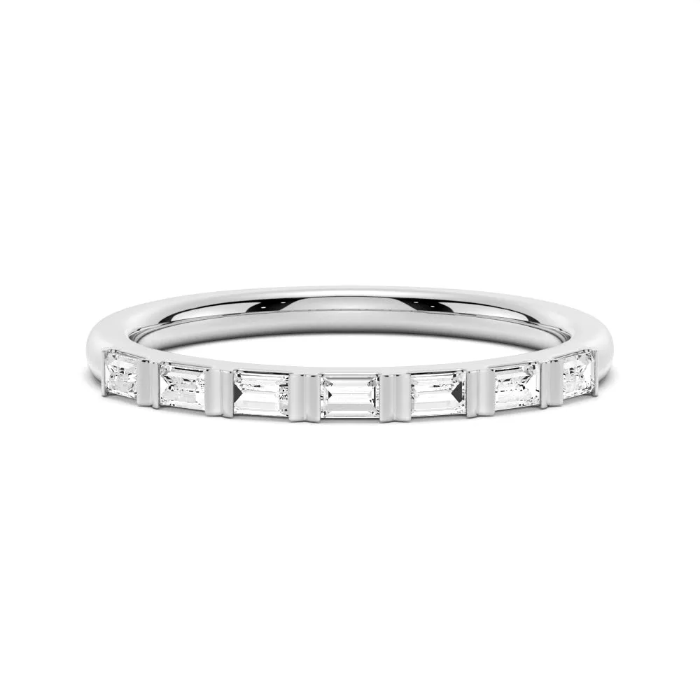 Tapered Baguette Three Stone Bridal Set with Men's Wedding Band