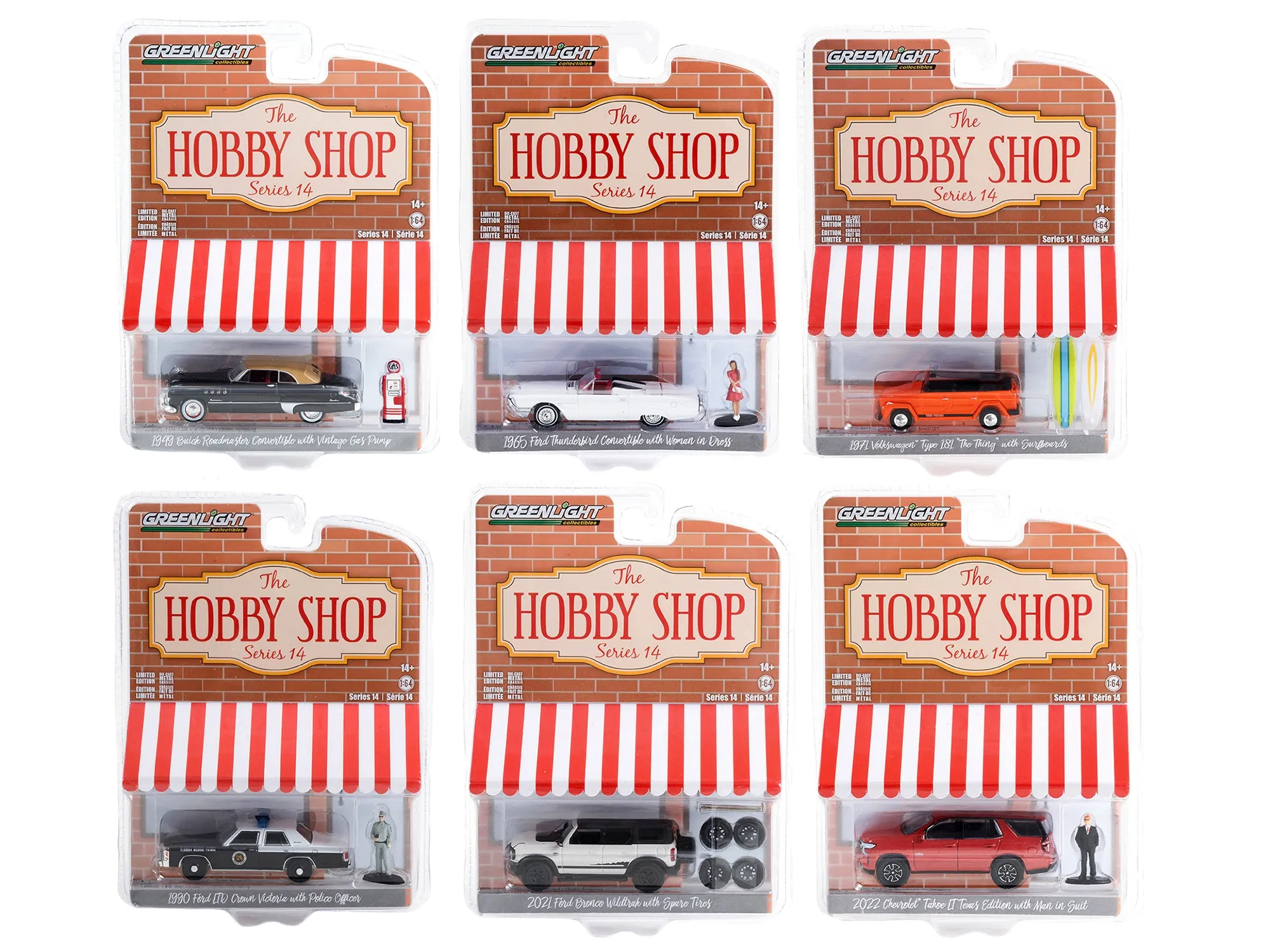 The Hobby Shop Set of 6 pieces Series 14 1/64 Diecast Model Cars by Greenlight