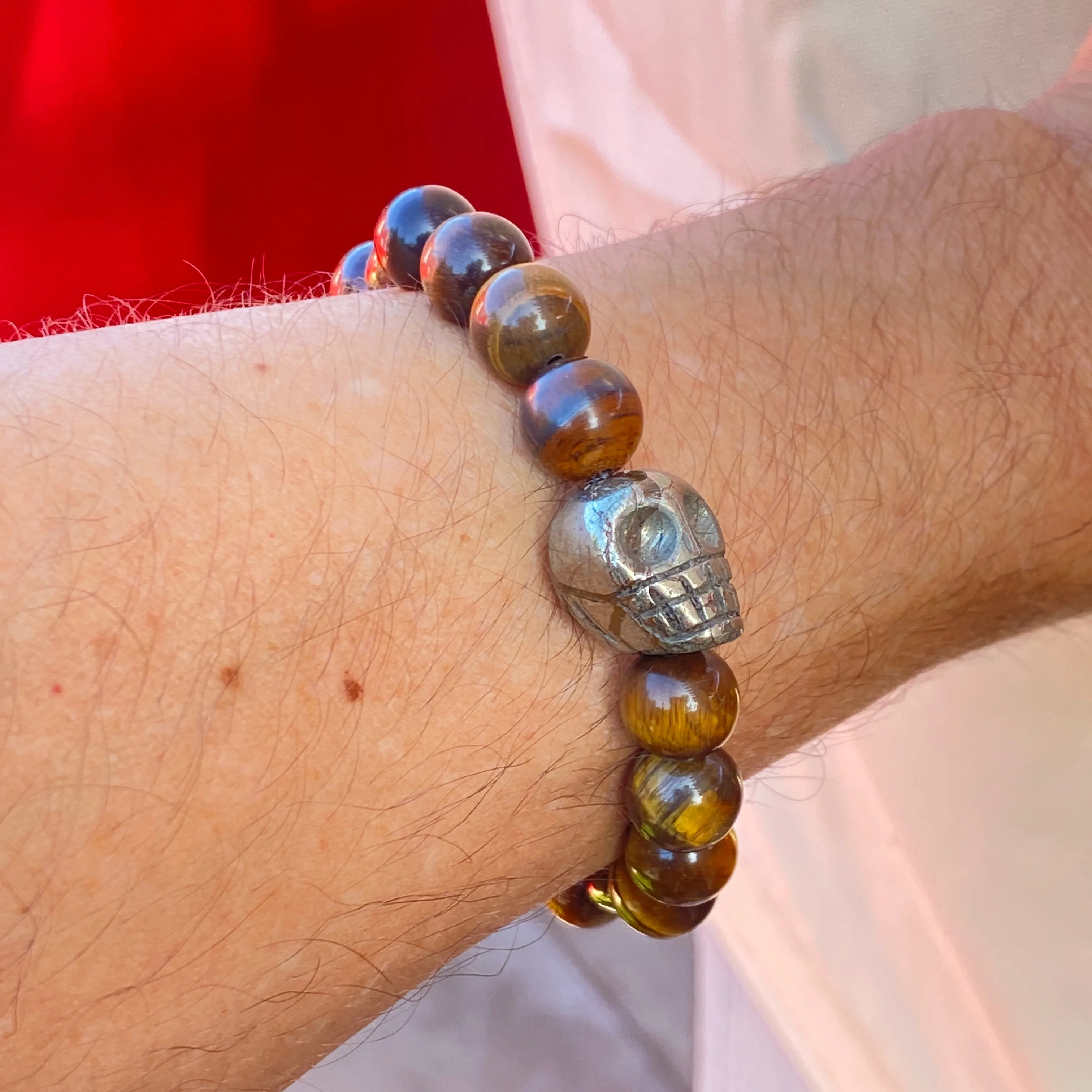 Tiger’s Eye and Pyrite Skull