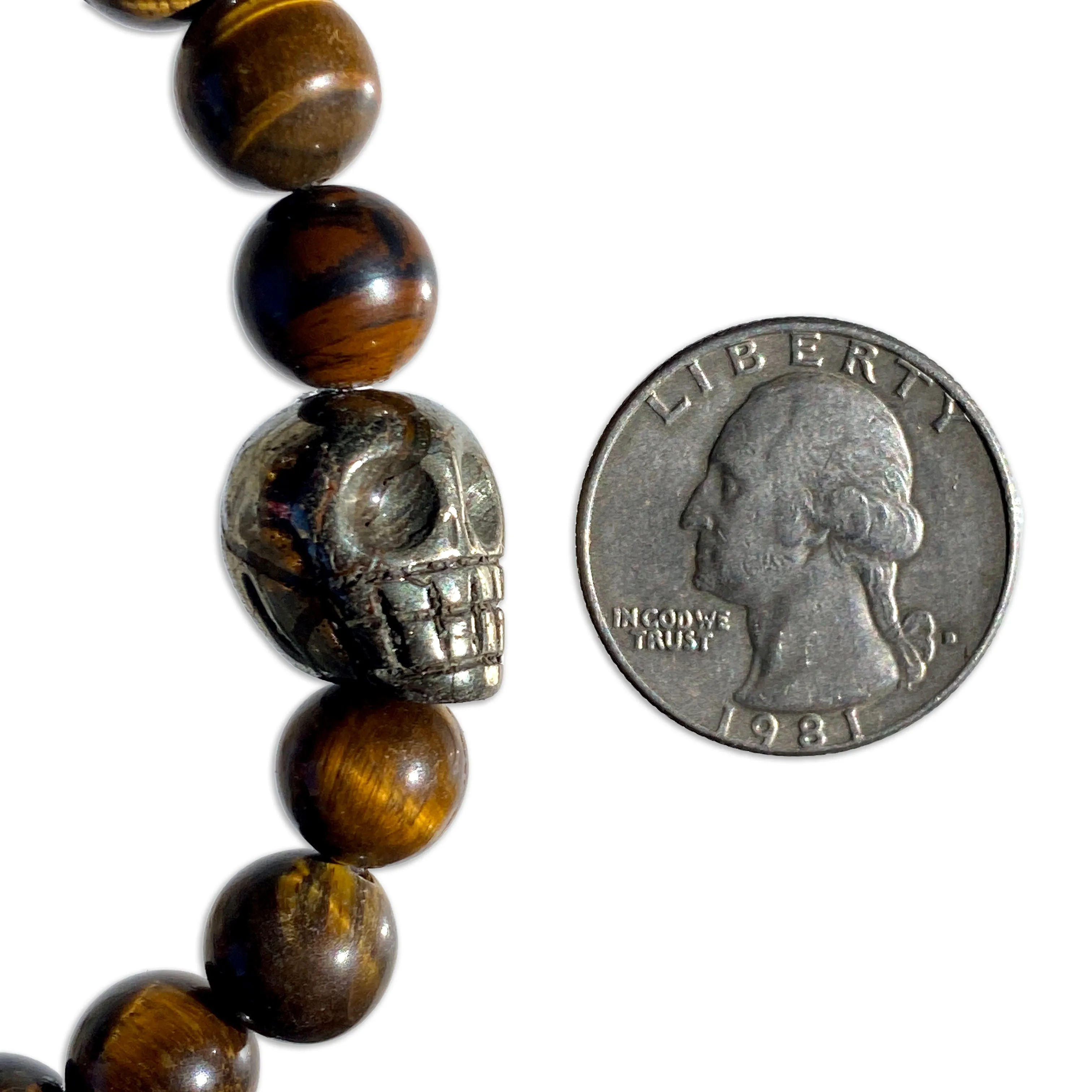 Tiger’s Eye and Pyrite Skull