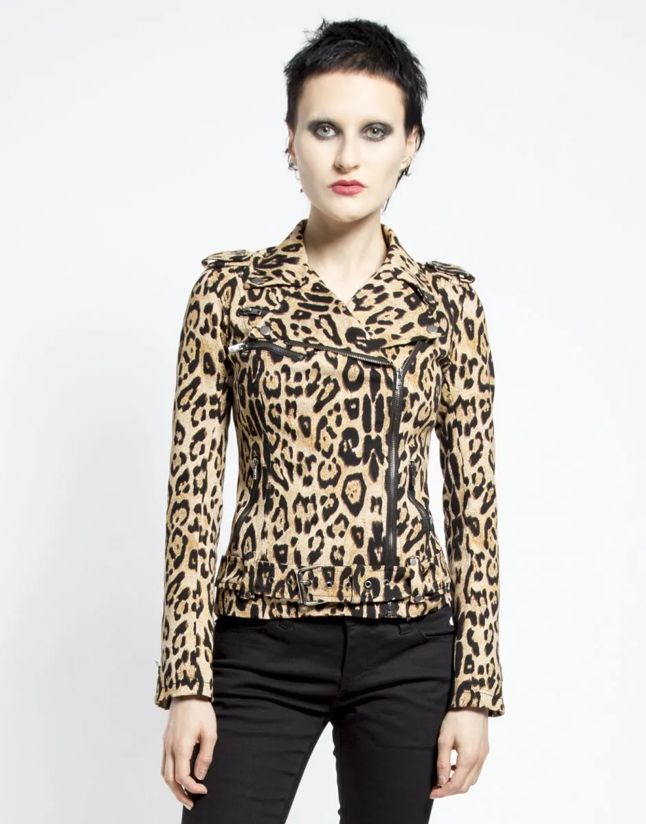 Tripp NYC Leopard Wild Child Moto Jacket