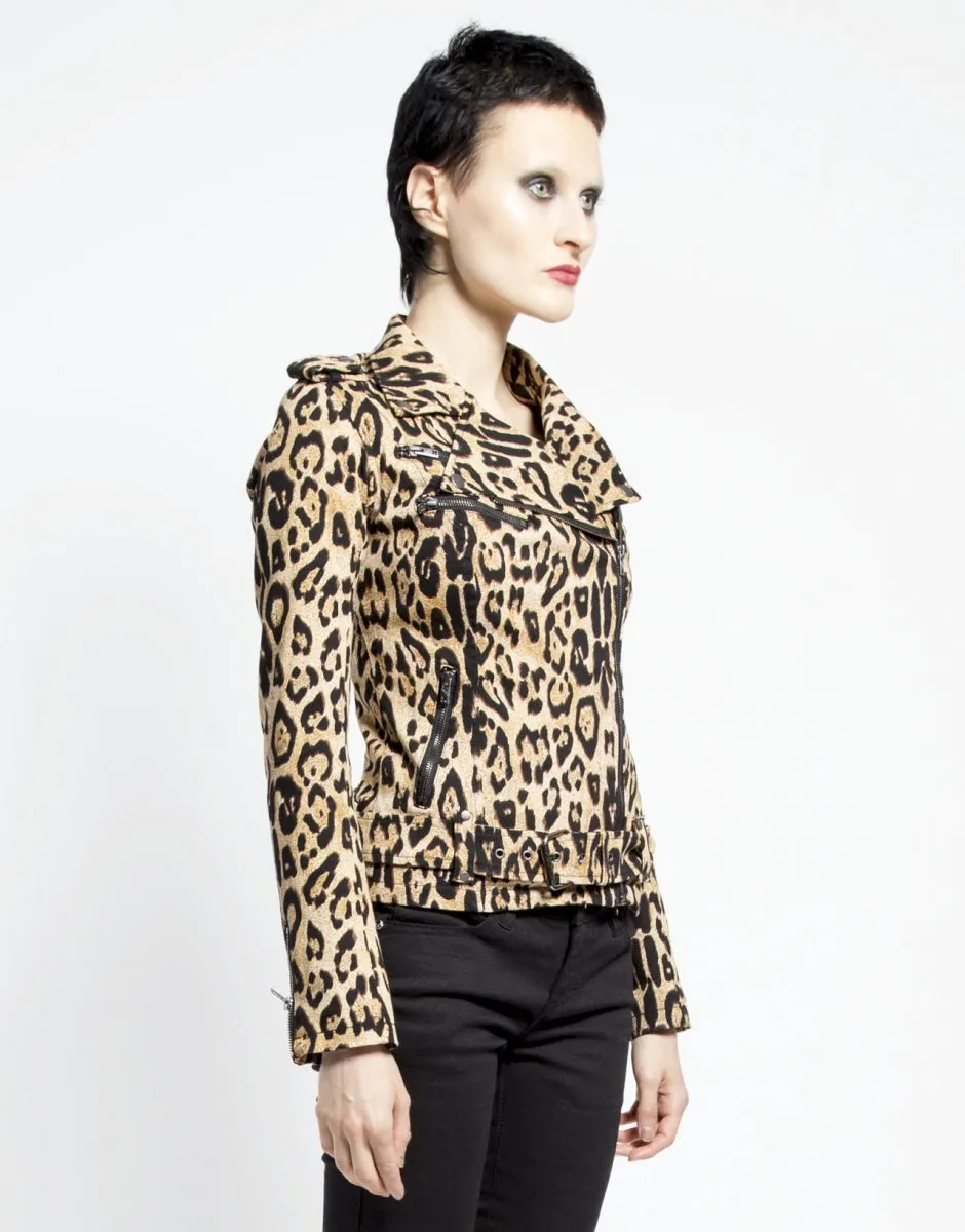 Tripp NYC Leopard Wild Child Moto Jacket