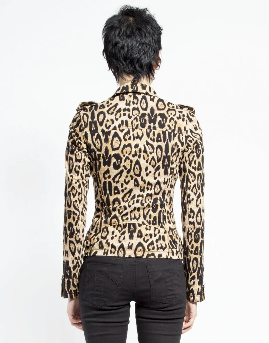 Tripp NYC Leopard Wild Child Moto Jacket