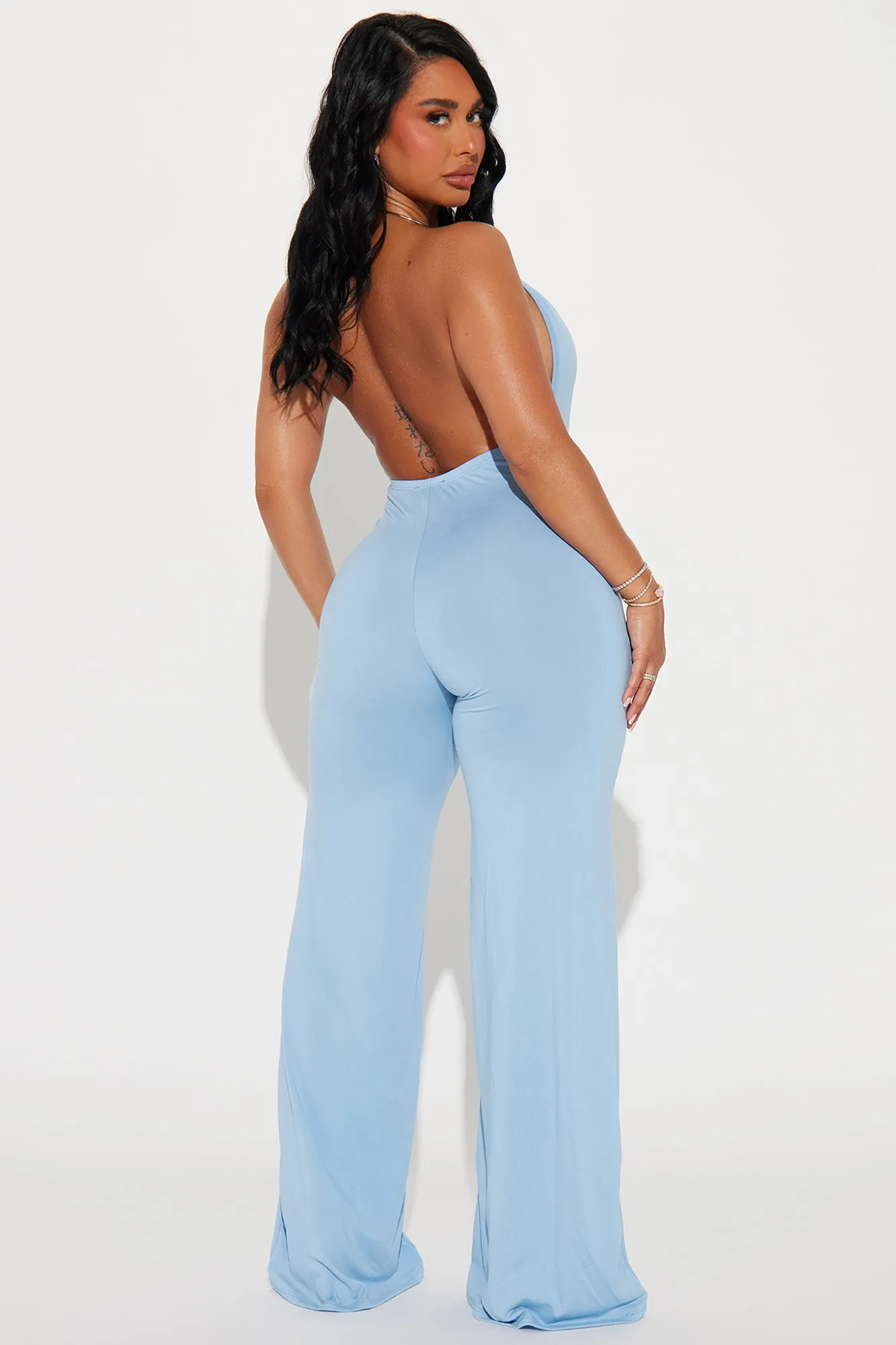 Vacay Baddie Jumpsuit - Light Blue