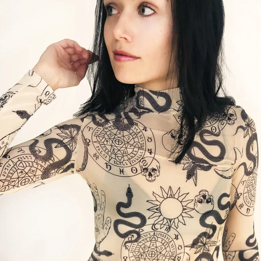 Witch Tattoo Top - Sand