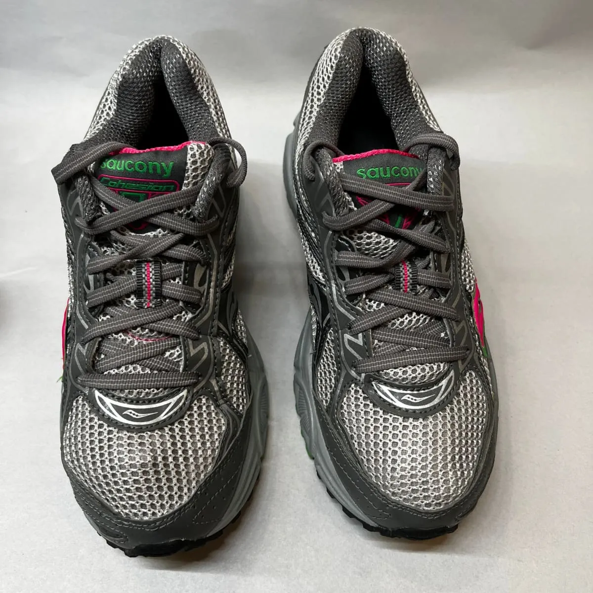 Women's Grid Cohesion TR7 Trail Running Grey/Green/Fuchsia Size 7M -Preowned