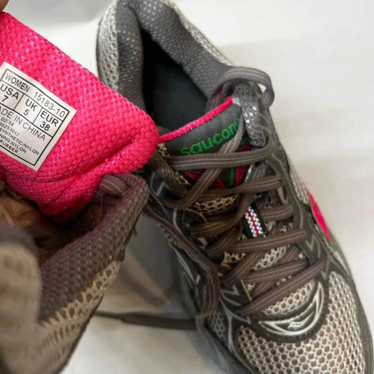 Women's Grid Cohesion TR7 Trail Running Grey/Green/Fuchsia Size 7M -Preowned